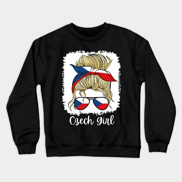 Ceska Czech Republic Flag Girls Czech Girl Kids Crewneck Sweatshirt by qwertydesigns